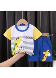 Seieroad Summer Children's Clothing Cartoon Unicorn Boys T-shirt + Pants Short Sleeve Children Clothing Set Teenage Tracksuit