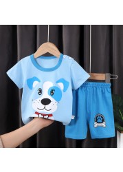 Seieroad Summer Children's Clothing Cartoon Unicorn Boys T-shirt + Pants Short Sleeve Children Clothing Set Teenage Tracksuit