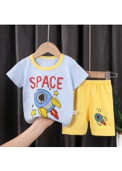 Seieroad Summer Children's Clothing Cartoon Unicorn Boys T-shirt + Pants Short Sleeve Children Clothing Set Teenage Tracksuit