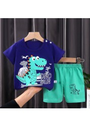 Seieroad Summer Children's Clothing Cartoon Unicorn Boys T-shirt + Pants Short Sleeve Children Clothing Set Teenage Tracksuit