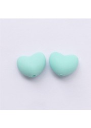 Chenkai 100pcs BPA Free Silicone Heart Teether Beads DIY Baby Pacifier Shower Soother Nursing Pendant Toy Sensory Accessory