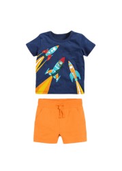 Kids Summer Clothes Boys Girls Cotton T-Shirts Sets Princess Girl Unicorn Printing Suits Children Boy Lapel Tops Pants Clothes