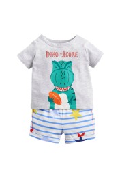 Kids Summer Clothes Boys Girls Cotton T-Shirts Sets Princess Girl Unicorn Printing Suits Children Boy Lapel Tops Pants Clothes