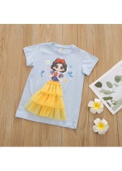 Summer Kids Dresses For Girls Frozen Elsa Princess Mesh Dress Fashion Korean Toddler Children Party Costume For Birthday Clothes