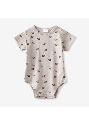 Infant Baby Boy Girl Romper Spring Summer Newborn Button Printed Jumpsuit Casual Long Sleeve Baby Boy Outfits Clothes Autumn