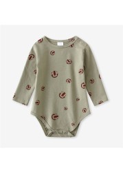 Infant Baby Boy Girl Romper Spring Summer Newborn Button Printed Jumpsuit Casual Long Sleeve Baby Boy Outfits Clothes Autumn