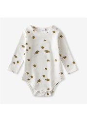 Infant Baby Boy Girl Romper Spring Summer Newborn Button Printed Jumpsuit Casual Long Sleeve Baby Boy Outfits Clothes Autumn