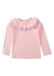 2021 New Autumn Baby Girl Long Sleeve Cotton T-Shirts Kids Solid Printed Tops Tees Casual Blouse 2-8Y