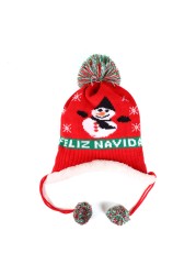 Baby Christmas Knitted Hat Pom Crochet Toddler Knitted Winter Beanie Cute Pompom Santa Claus Kids Warm Cap