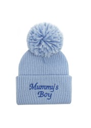 New autumn and winter baby hat embroidered letter hair ball knit hat for children winter hat wool hat