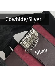 High Quality Genuine Leather Keychain Women Key Holder Organizer Pouch Cow Split Wallet Housekeeper Key Case Small Card Bag