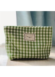 Korean Cosmetic Bag Plaid Beauty Pouch Necesserie Makeup Clutch Cosmetic Organizer Women Large Travel Cosmetic Bag Beauty