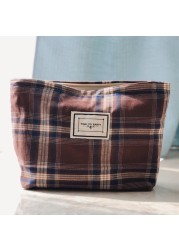 Korean Cosmetic Bag Plaid Beauty Pouch Necesserie Makeup Clutch Cosmetic Organizer Women Large Travel Cosmetic Bag Beauty