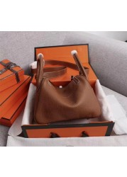 New luxury Lindy bag lychee grain cowhide fashion all-match one-shoulder small square bag 2022 mini ladies bag