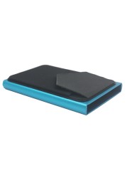 Slim Aluminum Wallet With Elastic Back Pouch ID Credit Card Holder Mini Rfid Wallet Automatic Pop Up Bank Card