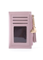 Fashion Women Solid Color Multi Slot Credit Card Holder Portable PU Leather Mini Coin Purse Multifunction Zipper Wallet