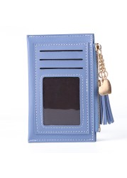 Fashion Women Solid Color Multi Slot Credit Card Holder Portable PU Leather Mini Coin Purse Multifunction Zipper Wallet