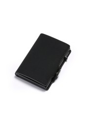 DIENQI - Men's Rfid Carbon Fiber Wallet, Black Leather Wallet, Small Wallet