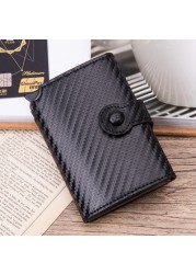 Card Holder with RFID Button for Men, Card Holder with Wallet Black, Metal, Aluminum, Auto Pop Up, Wallet Black