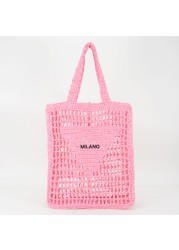 2022 designer brands hollow letters raffia straw tote fashion leaf woven shoulder bags women summer beach handbag leisure bag