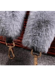 120cm Replacement Bag Belt Faux Fur Straps Handle for Purse Belts Bag Accessories Golden Buckle A119