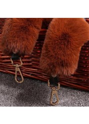 120cm Replacement Bag Belt Faux Fur Straps Handle for Purse Belts Bag Accessories Golden Buckle A119