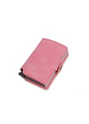 RFID Blocking Card Holder Women Mini Wallets Minimalist Mini Metal Wallet Pink Money Purses Ladies Mini Wallet Blackpink 2021