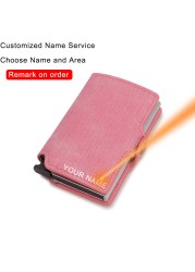 RFID Blocking Card Holder Women Mini Wallets Minimalist Mini Metal Wallet Pink Money Purses Ladies Mini Wallet Blackpink 2021