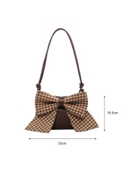 Women Shoulder Bags Fashion Shoulder Messenger Crossbody Bag Big Bowknot PU Leather Small Square Bag Travel Clutch