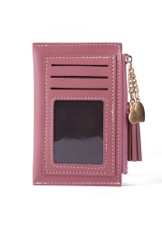 Fashion Women Solid Color Multi Slot Credit Card Holder Portable PU Leather Mini Coin Purse Multifunction Zipper Wallet