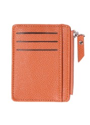 Fashion Women Solid Color Multi Slot Credit Card Holder Portable PU Leather Mini Coin Purse Multifunction Zipper Wallet