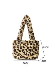 2021 Autumn Winter Female Plush Portable Women Handbag Vintage Animal Print Shoulder Bags Travel Bags