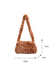 2021 Autumn Winter Female Plush Portable Women Handbag Vintage Animal Print Shoulder Bags Travel Bags