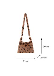 2021 Autumn Winter Female Plush Portable Women Handbag Vintage Animal Print Shoulder Bags Travel Bags