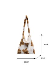 2021 Autumn Winter Female Plush Portable Women Handbag Vintage Animal Print Shoulder Bags Travel Bags