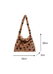 2021 Autumn Winter Female Plush Portable Women Handbag Vintage Animal Print Shoulder Bags Travel Bags