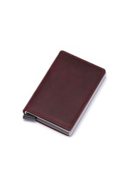 DIENQI - Genuine Leather Rfid Card Holder for Men and Women, Metal Credit Card Case