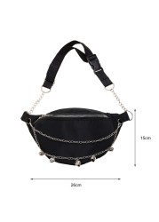 Waist Bags Women Solid Color Chain Fanny Pack Belt Bag Female Chest Phone Pouch Women Leisure Reusable Nylon Passenger Bag