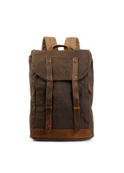 Men's vintage backpack ole waxed leather canvas shoulder bag trend leisure bag waterproof women bag 14 inch laptop backpack travel