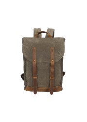 Men's vintage backpack ole waxed leather canvas shoulder bag trend leisure bag waterproof women bag 14 inch laptop backpack travel