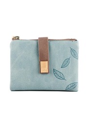 Engraved Leaves Small Wallet Women Wristlet Brand Women Purse Soft Pu Leather Ladies Wallet Card Holder Mini Girl Purse Clutch