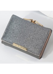 2022 women's shiny purse three fold wallets cartera mujer ladies coin pocket women purse simple clutch bag portfeuille femme