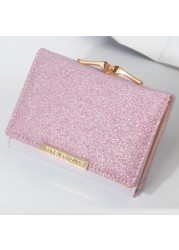 2022 women's shiny purse three fold wallets cartera mujer ladies coin pocket women purse simple clutch bag portfeuille femme