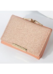 2022 women's shiny purse three fold wallets cartera mujer ladies coin pocket women purse simple clutch bag portfeuille femme