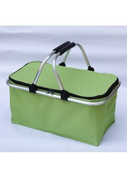 Portable Folding Picnic Camping Lunch Bags Insulated Cooler Bag Cool Hamper Storage Basket Picnic Basket