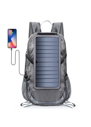 Foldable solar panel backpack camping bag with 5V power supply 6.5W solar panel for charging mobile phones