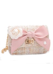 Korean Style Women Woolen Cross Body Handbags Cute Girls Princess Purses And Handbags Baby Pearl Clutch Purse