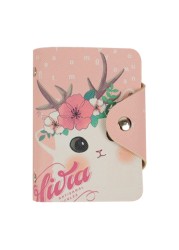 Women Cartoon Print Portable Credit Card Bag Passport Case PU Leather 20 Bit Large Capacity Multifunctional Business