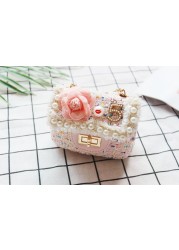 Sequin Bag for Girls, Princess Bag, Pearl, Floral Pattern, Sequin Shoulder Bag