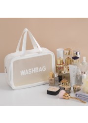 PVC transparent waterproof makeup bag for women large capacity travel portable scrub toilet makeup bag dressing storage bag